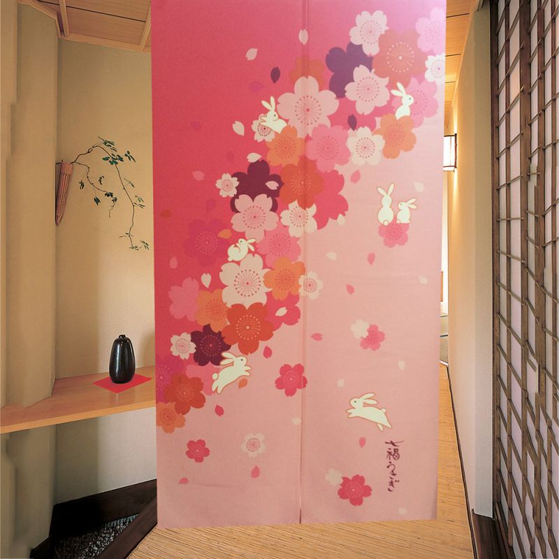 Japanese Style Door Flower Tapestry Doorway Closet Window Hanging